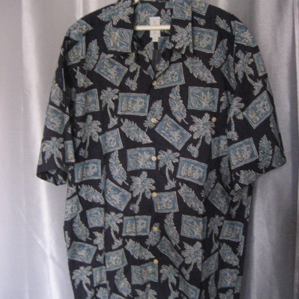 Burma Bibas Blue Hawaiian Button Down Shirt Sz M